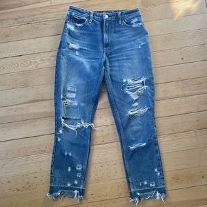 Abercrombie Annie high rise distressed girlfriend jeans